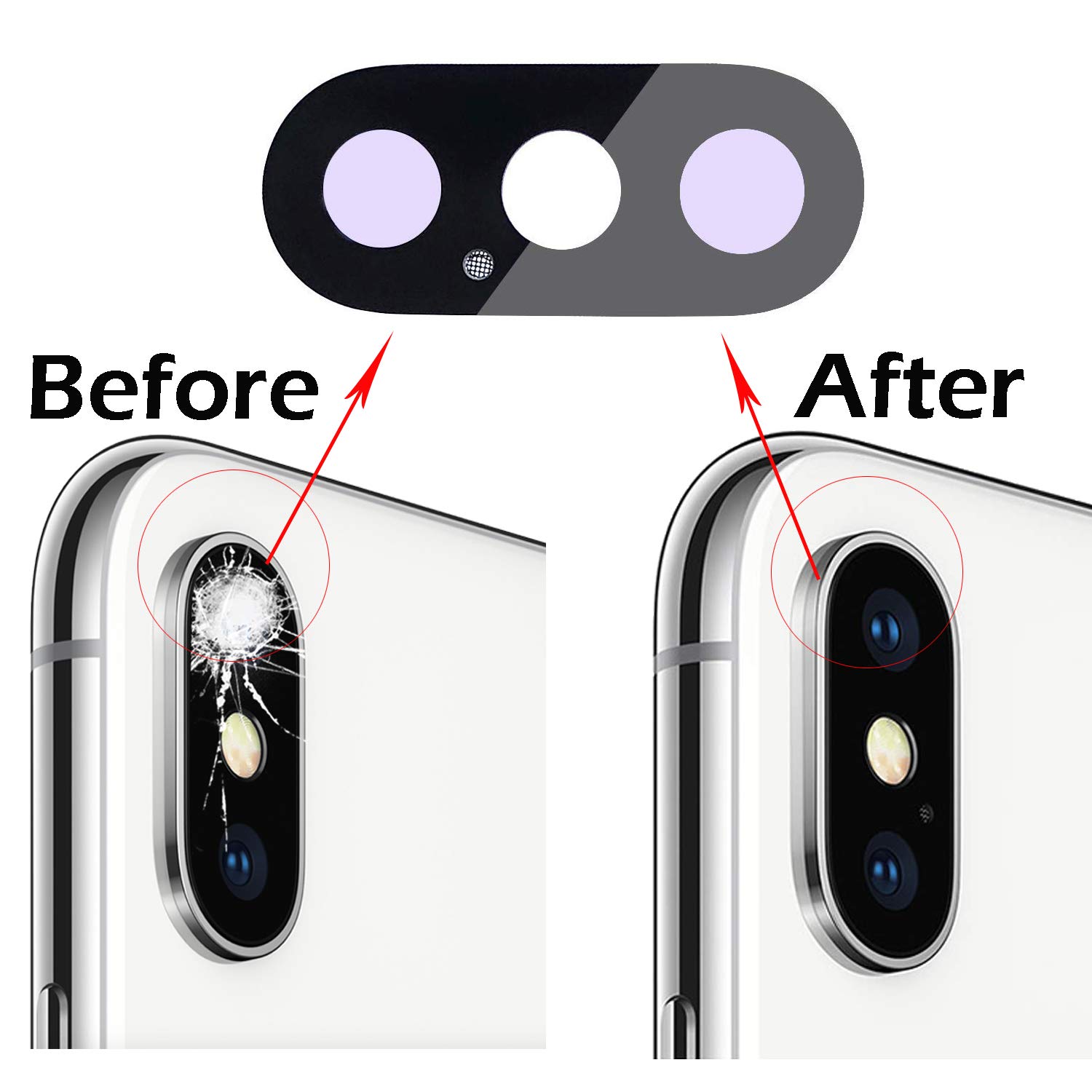 OEM Rear Camera Glass Lens Cover Replacement for iPhone X Original with Tool Kit and Ahesive Preinstalled