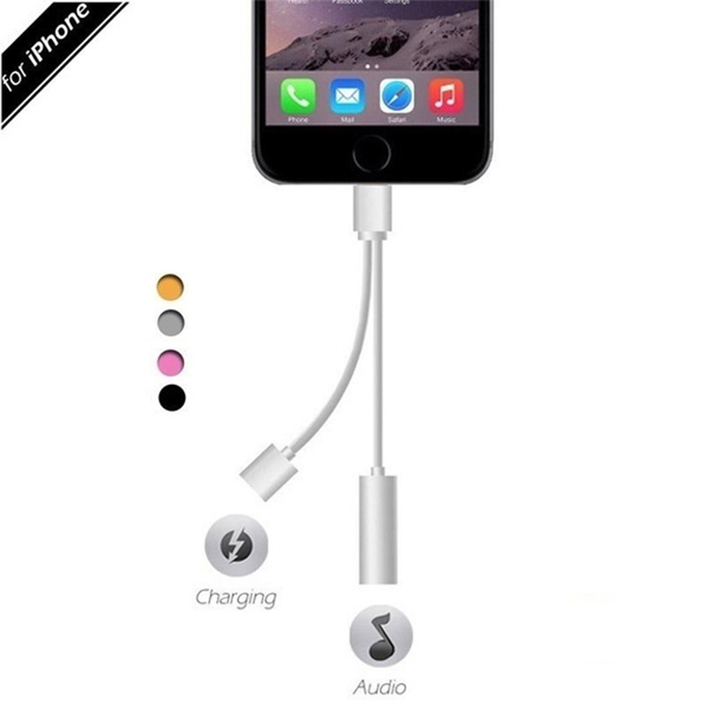 For iPhone Adapter 2 In 1 For iPhone XS 11 PRO MAX XR X 8 Plus Lighting to 3.5mm Jack Earphone Charging Converter AUX Splitter