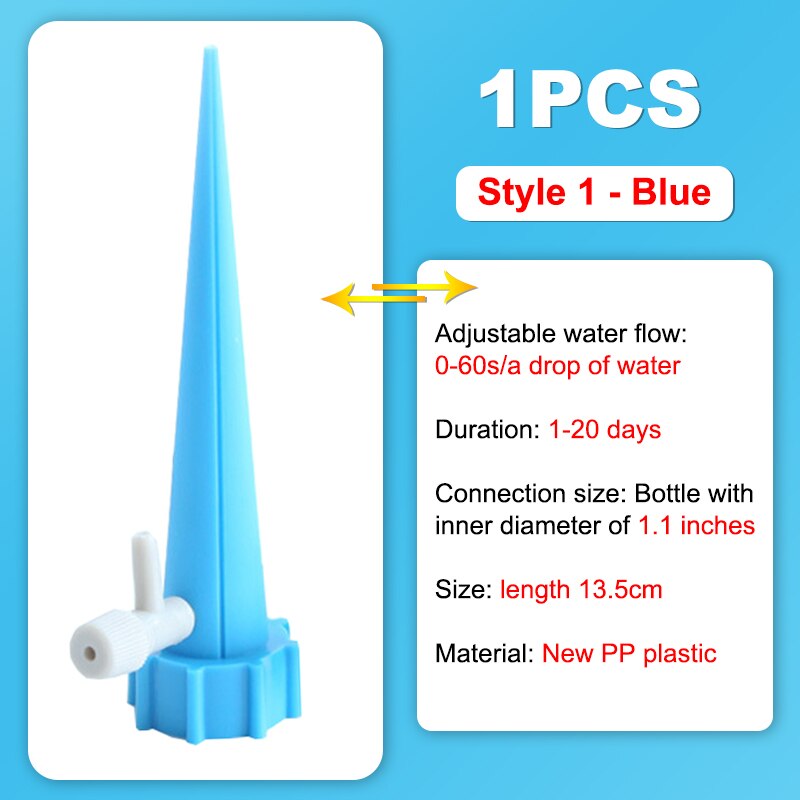 Gulvstøvle 1 stk drypvanding automatisk vanding dyser til plastflasker vand enhed konstant tryk justerbar haveplante: Stil 1 blå