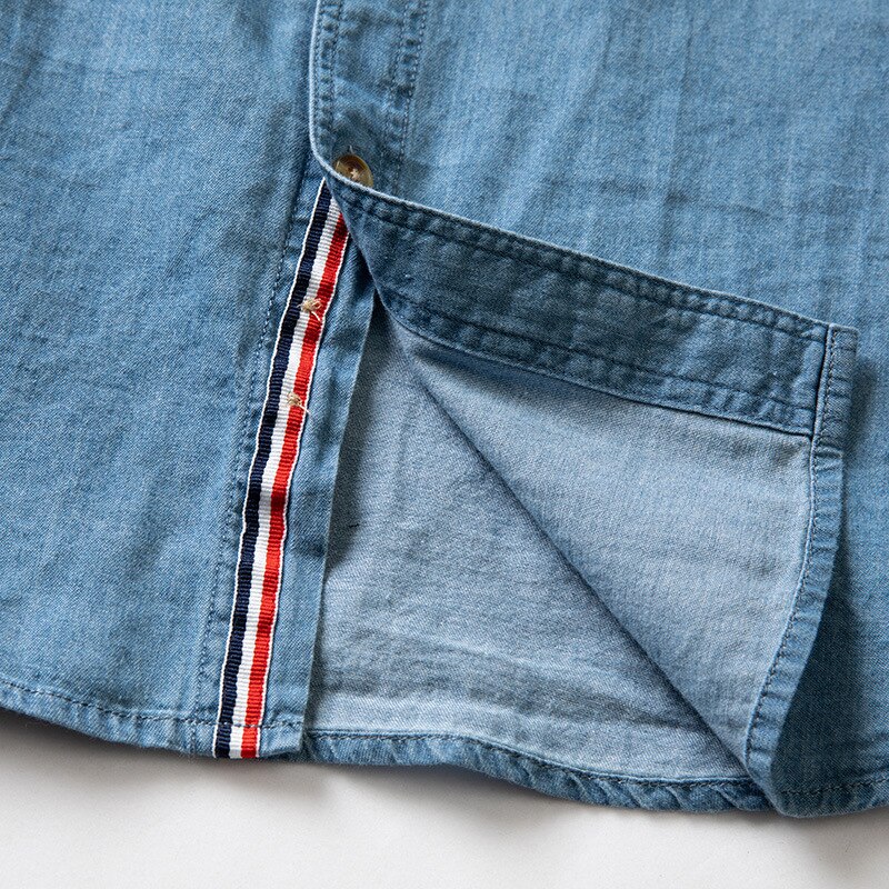 Denim Blue Shirt Men Clothing