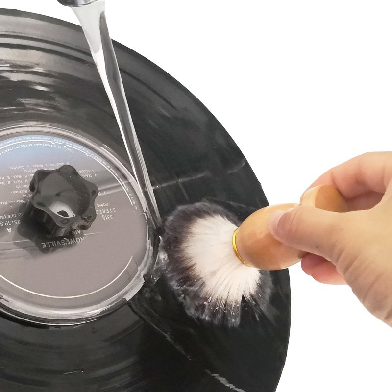 LP Vinyl Record Cleaner Clamp Record Label Saver Protector Waterproof Acrylic Clean Tool with Cleaning Cloth