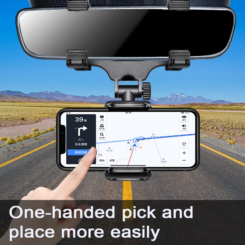 SEAMETAL Auto-Rückspiegel-Telefonhalterung zum Aufstecken, Kopf-hoch-Telefonhalter, frei verstellbar, stabiler Navigationshalter für 4,7–7,2 Zoll