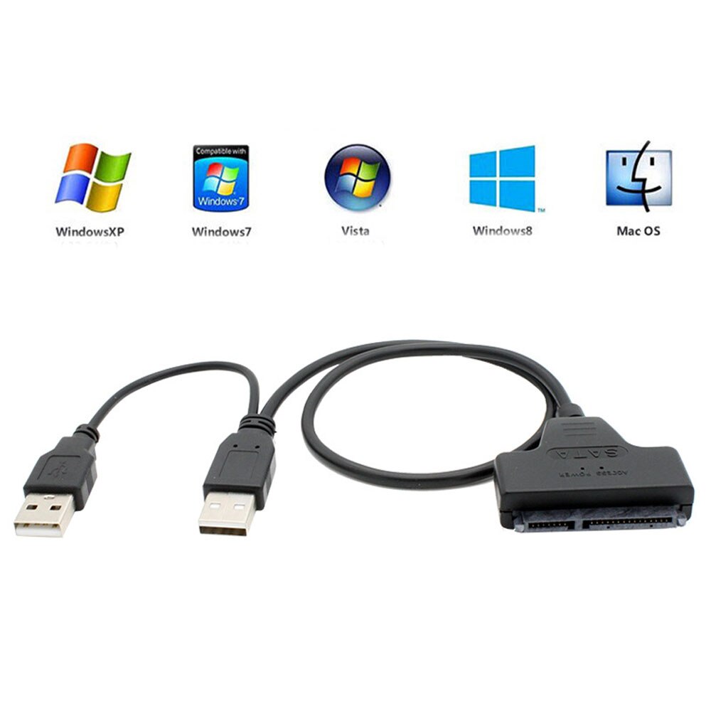 1pc lednings kabel computerstik hdd ssd adapter usb til sata konverter kabel 7+22 ben 2.5 harddisk