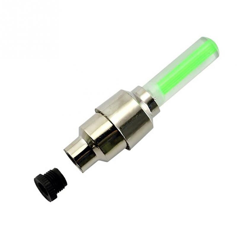 2Pcs Kleurrijke Flash LED Verlichting Fiets Auto Wiel Tire Stem Cap Veiligheid Licht: green