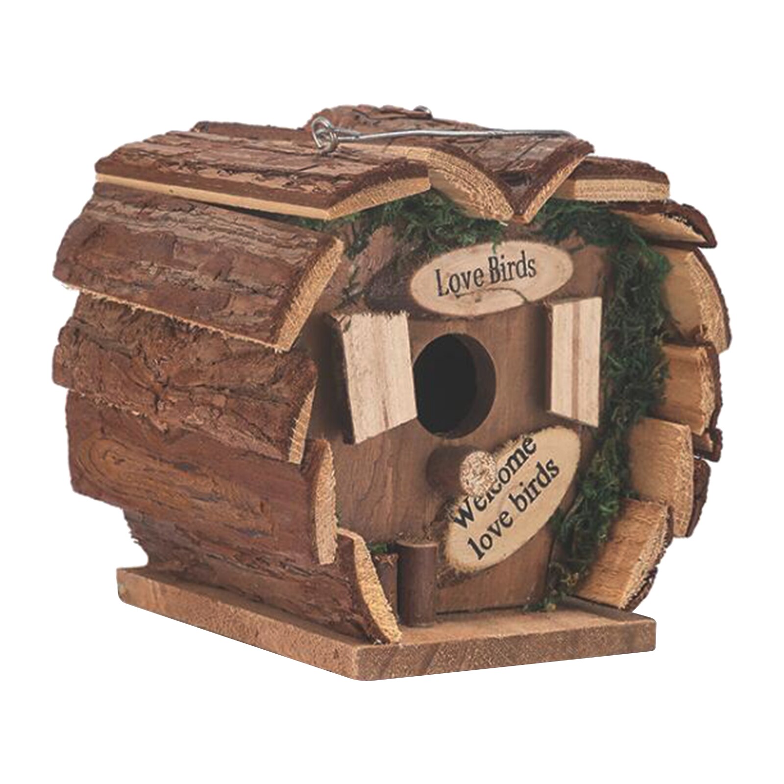 Hanging Wooden Bird House Hotel Outdoor Nesting Box Garden Feeding Station