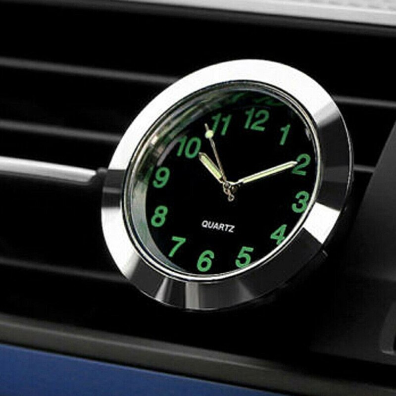 Reloj analógico de cuarzo para salpicadero de coche luminoso, minipanel de ventilación de aire con temporizador