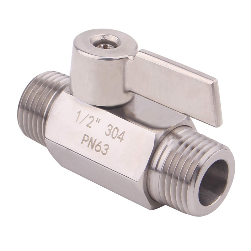 Stainless Ball Valve 1/2 Inch NPT Thread Male Small Mini Ball Valve Water Flow Regulator Head Control Valve