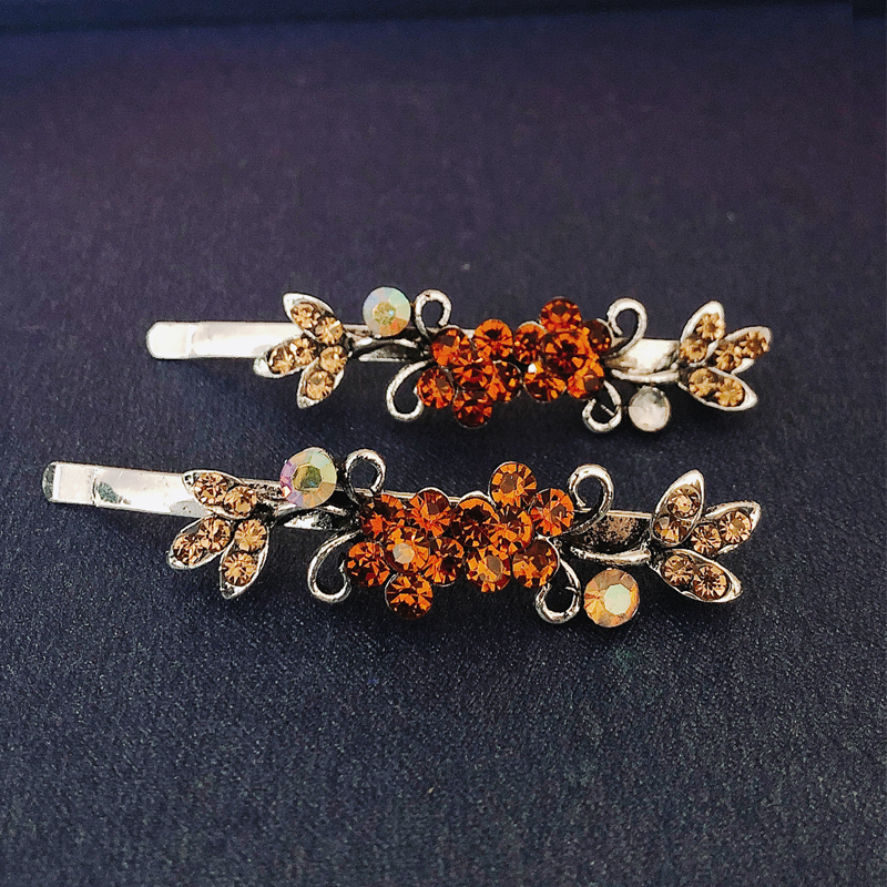 Morkopela Girls Flower Hairpin Pairs Rhinestone Hair Clip Jewelry For Women Party Banquet Hair Pins Accessories