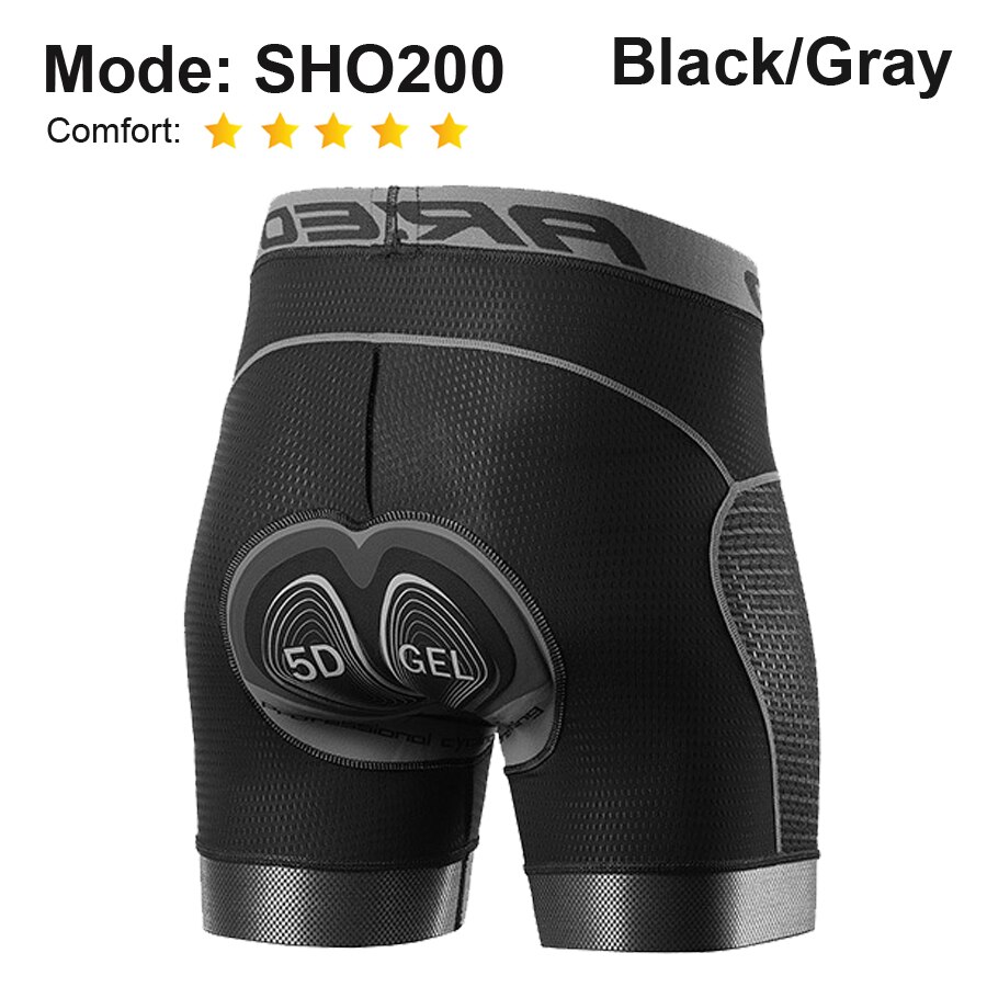 NEWBOLER Men's Cycling Shorts GEL Pad Breathable Mesh Cycling Underwear Shockproof Bicycle Underpant MTB Road Bike Riding Shorts: SHO200 Black / XXL