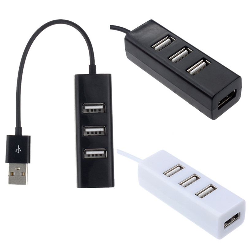 4-Port Hub Adapter Mini Usb 2.0 Hi-Speed 4-Port Splitter Hub Adapter Usb Hub Voor pc Computer Notebook Zwart Wit