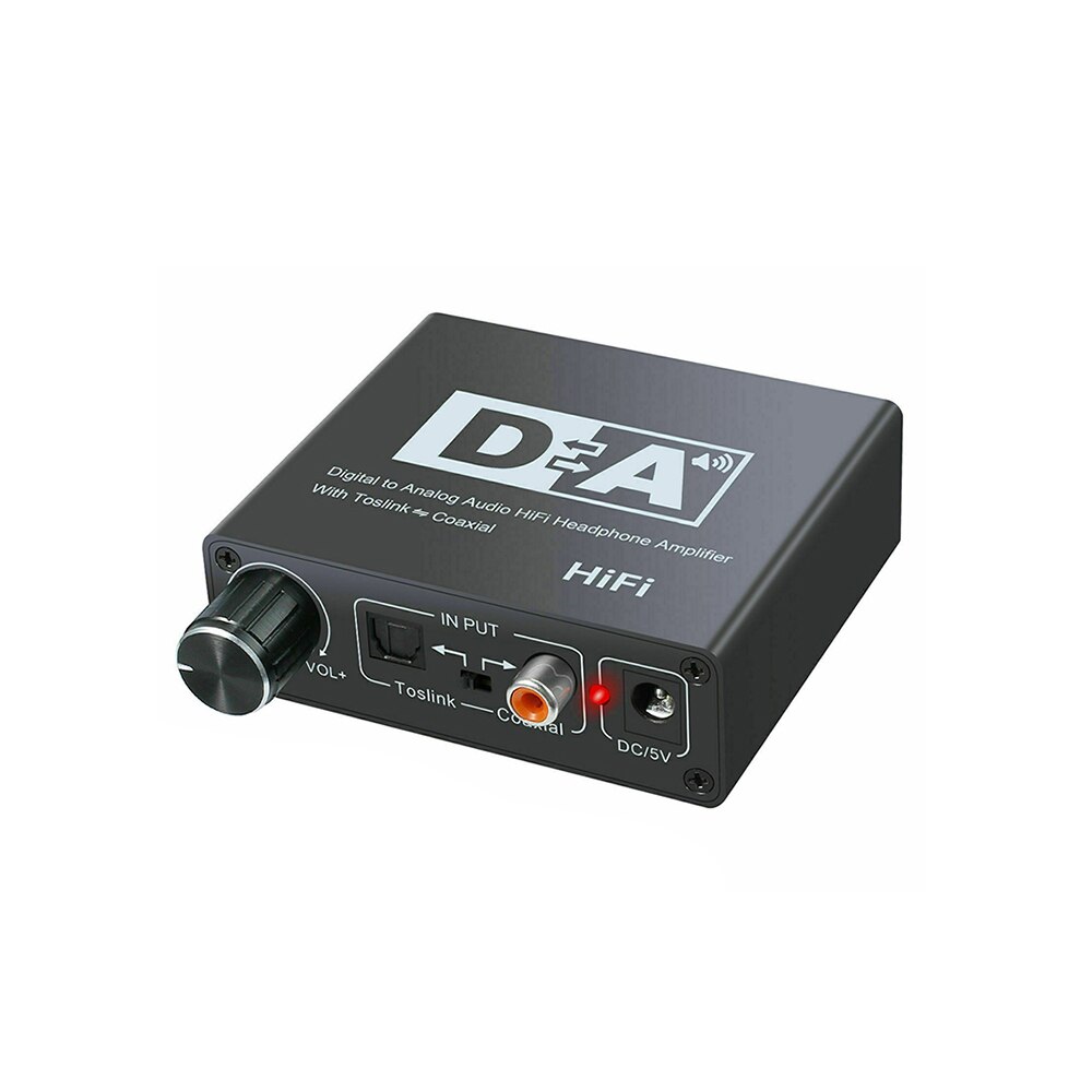 24 Bit Digital to Analog Converter 3.5 Jack RCA DAC Spdif Amplifier Decoder Optical Fiber Coaxial For Headphone With Volume Knob: Default Title
