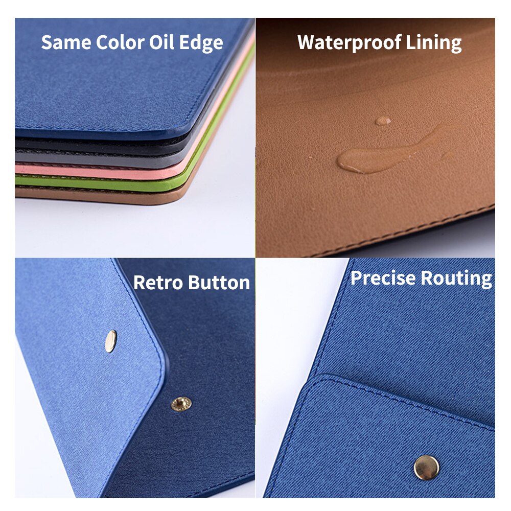 A4 File Pouch Document Bag PU Leather Portfolio Contract Invoice Bill Storage Organizer for Office School Supplies