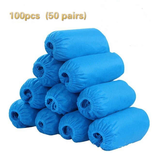 100pcs Shoe Dust Covers Disposable Non-woven Shoe Boot Covers Slip-resistant Rubber Rain Boot Overshoes Covers