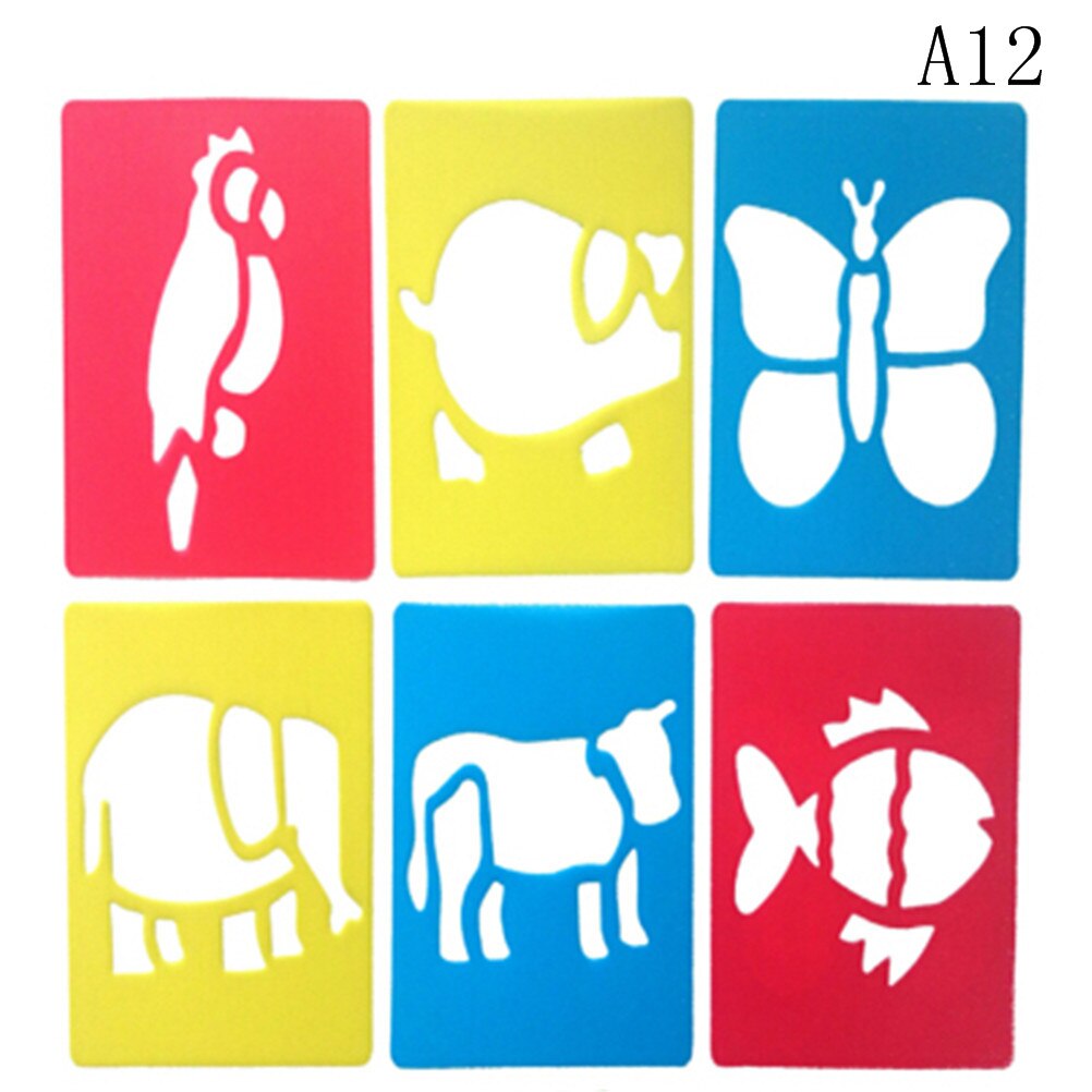 6pc Bambini Che Imparano Strumento di Arte Per Bambini Multi-A Forma di Righelli di Plastica Pittura Modello di Disegno Stencil Per Bambini Colorato Disegno Giocattolo: 12