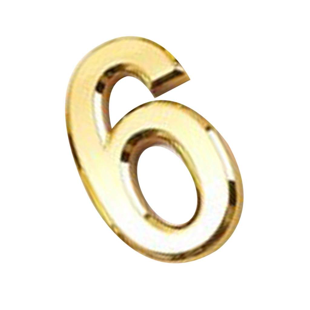 Zelfklevende moderne 3d huis hoteldeur numeriek cijfer 6 plaat goud