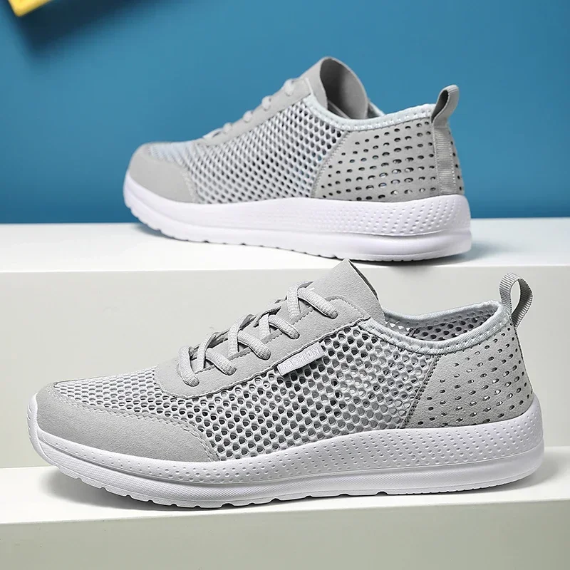 YRZL Herren-Laufschuhe, leicht, atmungsaktiv, modisch, schwarz, Luft-Sneaker, bequem, lässig, weiche Sohle, Sportschuhe für Herren: Blau / 46