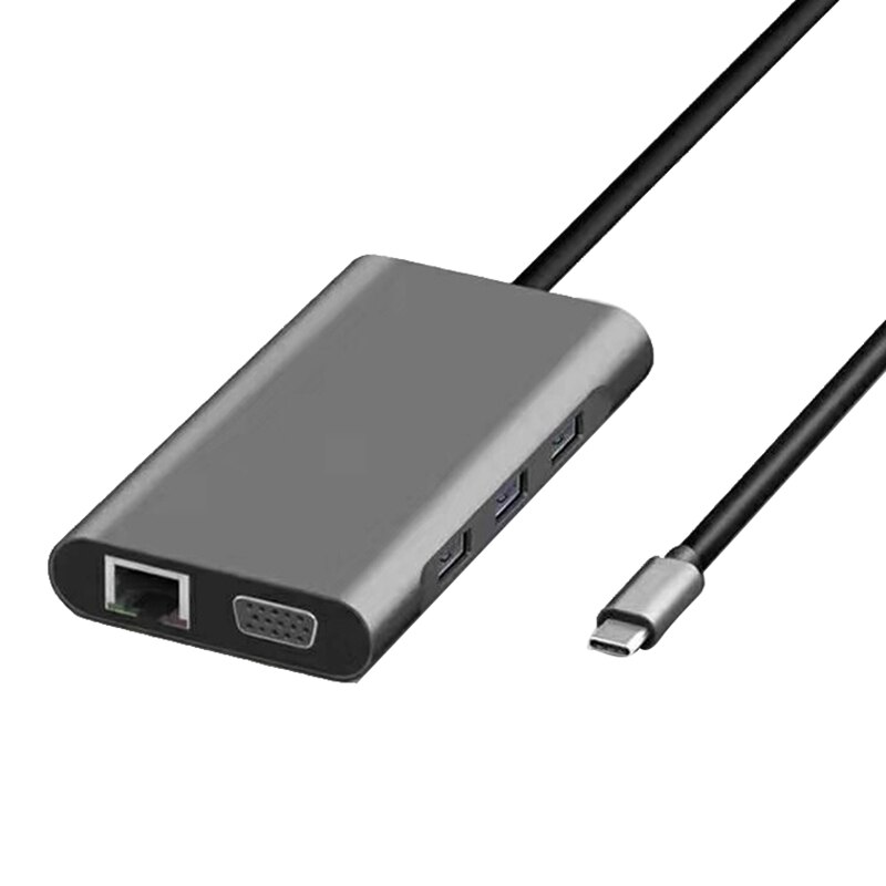 10In1 Type C Hub 3.0 Usb Hdmi Vga Usb Hub Voor Pro Accessoires Usb Splitter Multi 10 Poorten Usb C Hub Docking Adapter