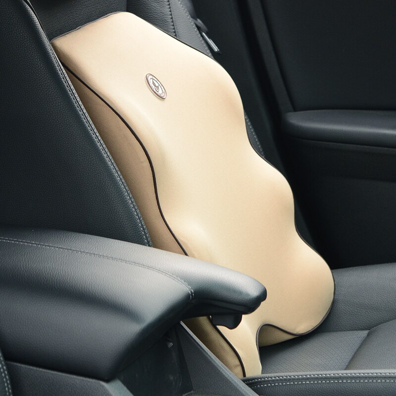Lændestøtte bilsæde pude rygpude bil nakke pude hukommelse skum ergonomi bil puder til førerstol pude komfort: Beige rygpude