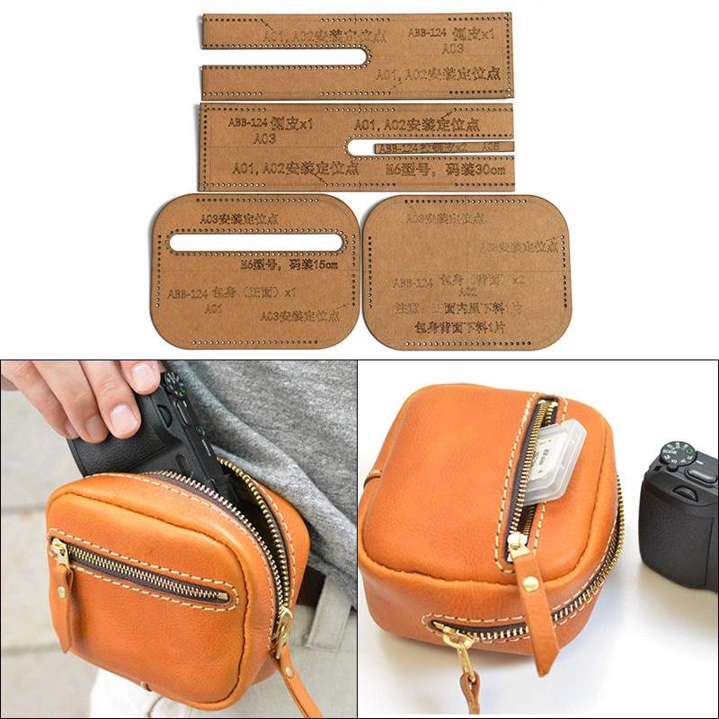 1Set DIY Kraft Paper Template Men's Tool Belt Bag Leather Craft Pattern DIY Stencil Sewing Pattern 14cm*10cm