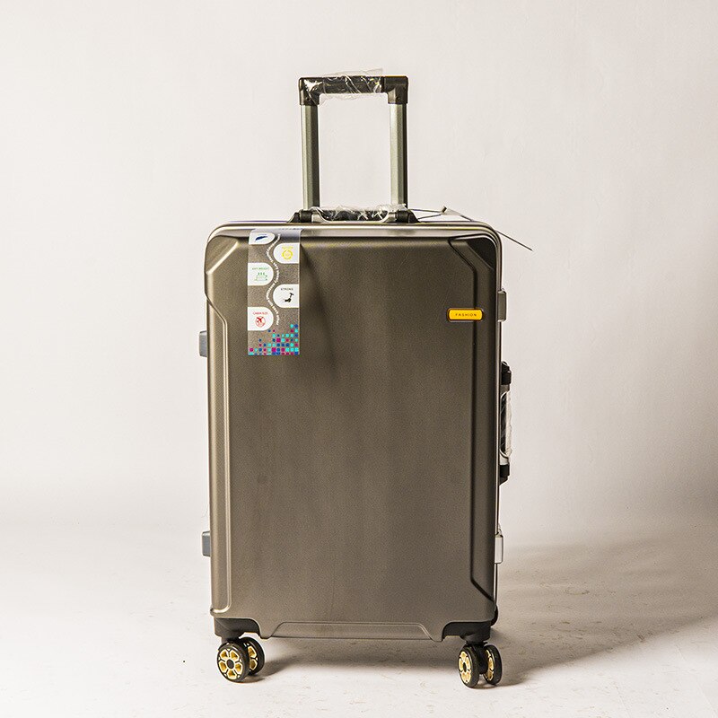Den unisex aluminiumsramme vognkasse kabinetaske kuffert kuffert på forretningsrejse stewardess kuffert: Mørkegrå