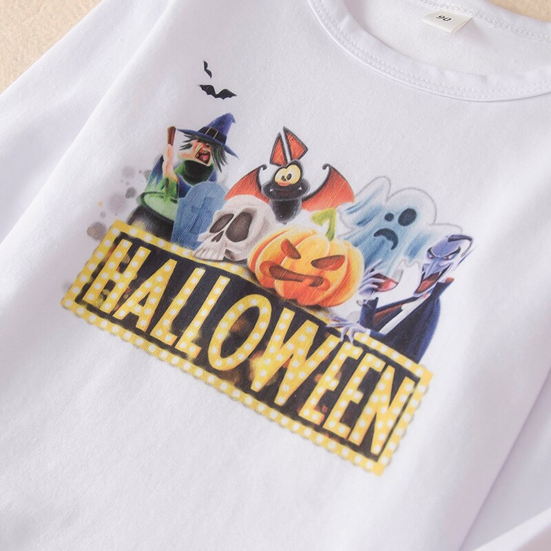 Hipac 2-6T Kids Lange Mouw Tops Halloween T-shirt Jongens Meisjes Pompoen Print Kinderen Kostuum Tollder kleding Kindje Tees