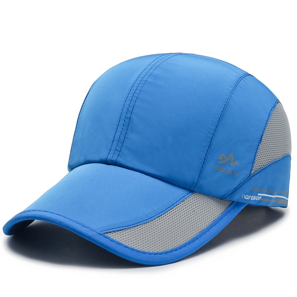 Summer Outdoor Sun Hats Quick Dry Waterproof Golf Fishing Cap Adjustable Unisex Baseball Caps: sky blue