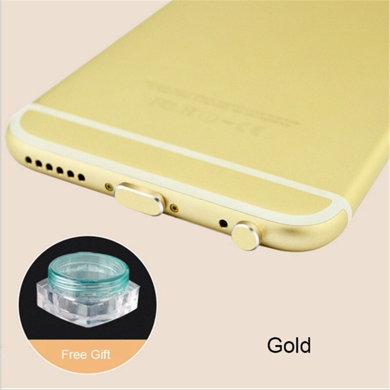 Enchufe de Metal para puerto de carga, enchufe antipolvo para iPhone XR XS MAX X, puerto para auriculares, enchufe antipolvo para iPhone 8 7 6 6S Plus, accesorios para teléfono: Gold