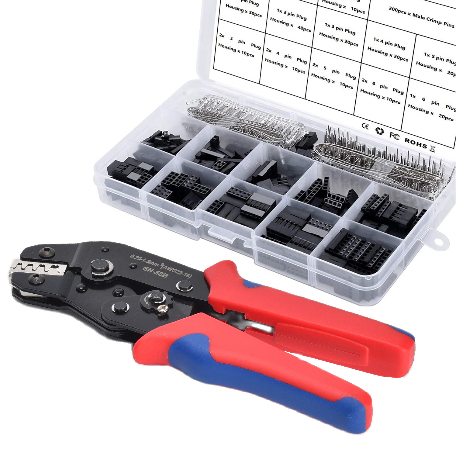 SN-58B Dupont Crimping Tool Plier Set Jst Terminals Ferrule Crimper Wire Hand Tool Kit for Precision Electrical Work DIY Project
