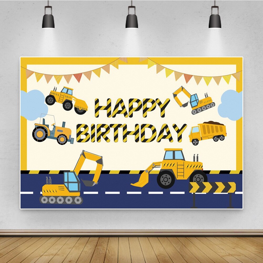 150x100cm Construction Backdrop Photography Background For Engineering Truck Birthday Party Decorations: A