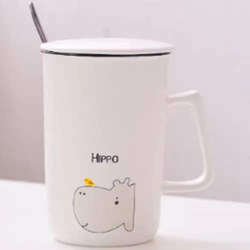 2022 Engels Keramische Cup Beker Met Deksel Lepel Koffiekopje Grote Capaciteit Melk Cup Ontbijt Cup Paar Cup water Cup: 6