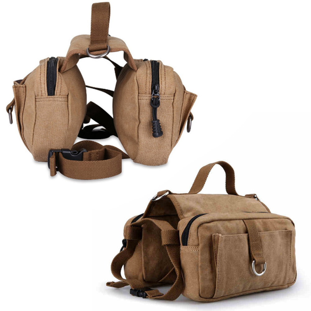 Dog Pack Hound Travel Camping Hiking Backpack Saddle Bag Rucksack for Medium and Large Dog (Khaki)
