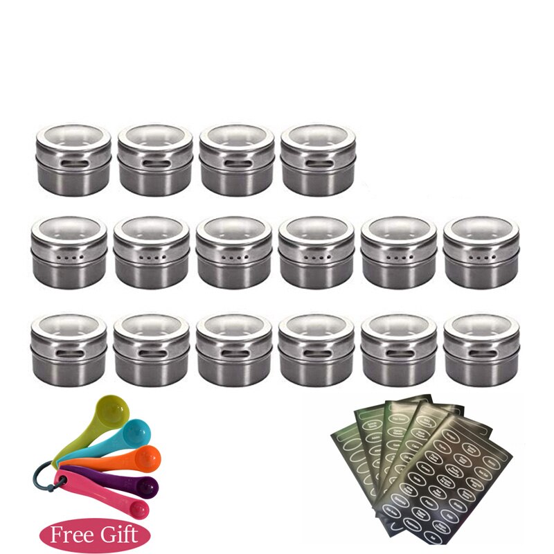 Gougu Magnetische Spice Potten Container Set Met Labels Stickers Pen Kruiden Fles Peper Opslag Gunst Van Elefants: 16pcs