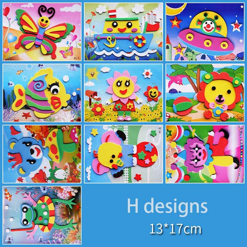 1/7/10Pcs Children 1/2/5 Paper Plate sets 3D DIY Handmade Toys 5 EVA Stickers Material Kids Kindergarten Art Educational Toys