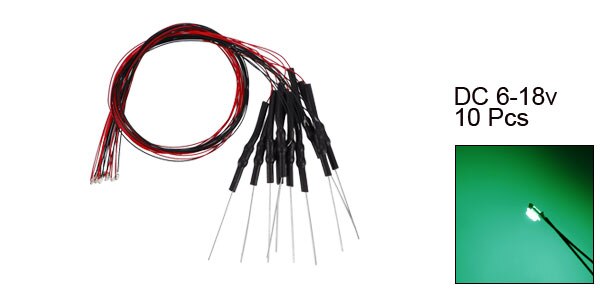 uxcell 10pcs Prewired SMD LED Light Emitting Diode DC 6-18V with Resistor for Small Model Cosplay and Small Model Building: Green 0603