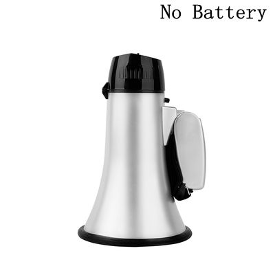 High Power 25 Watt Portable Megaphone Speaker Bullhorn Voice And Siren/Alarm Modes With Volume Control And Strap: NO battery-Sliver