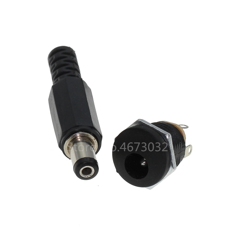 10pcs 5Set DC Connector 5.5*2.1 5.5x2.1mm DC Power Connector Male Female Total DC-022 5.5x2.5mm 5.5*2.5 Power Socket Plug Jack