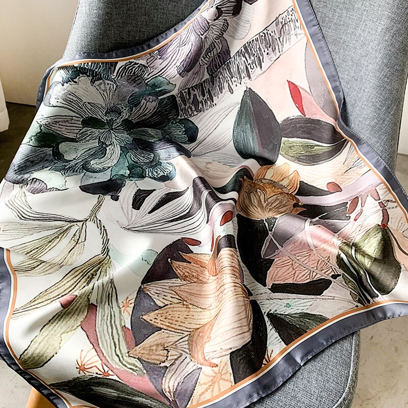 Luksus tørkle silke hårskjerf til kvinner skrive ut bandana hode sateng skjerf 53*53cm små pannebånd hals skjerf til damer: 08