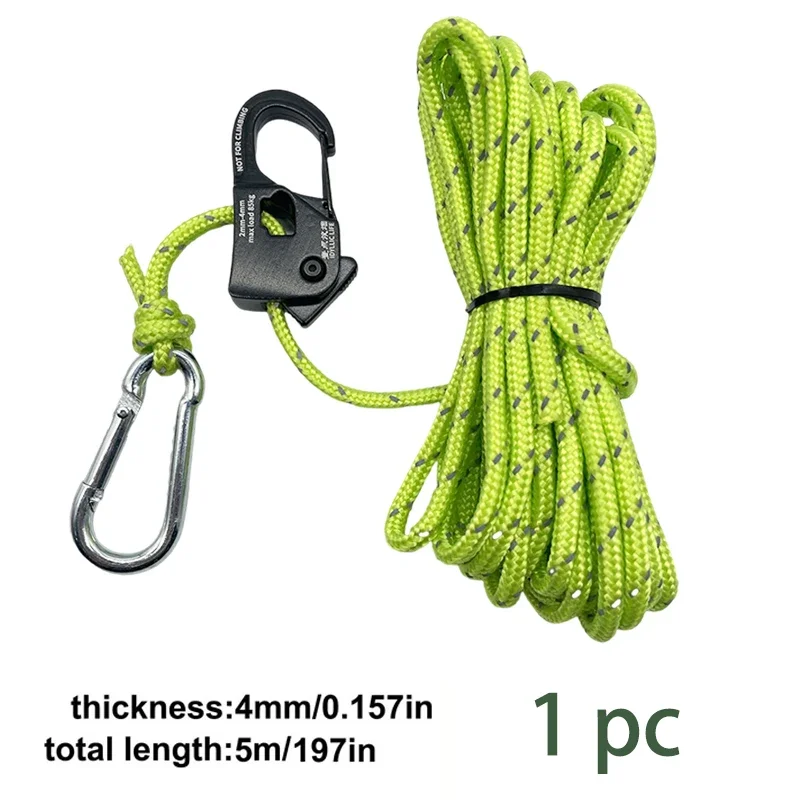 5m Camping Tent Koord Richter Wind Touw Vastbinden Reflecterende Spanner Bevestiging Katrol Ratel Luifel Touw Gesp: WHITE