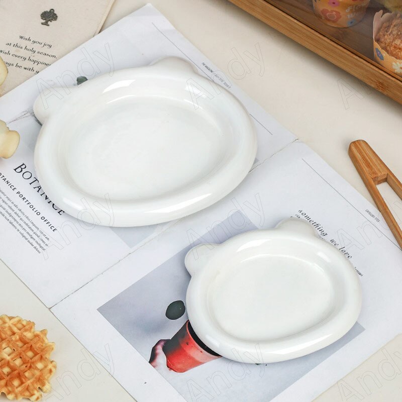 Plateau en céramique moderne mignon ours blanc Restaurant occidental assiette à Dessert chambre à coucher bureau bijoux organisateurs plateaux décoration de la maison