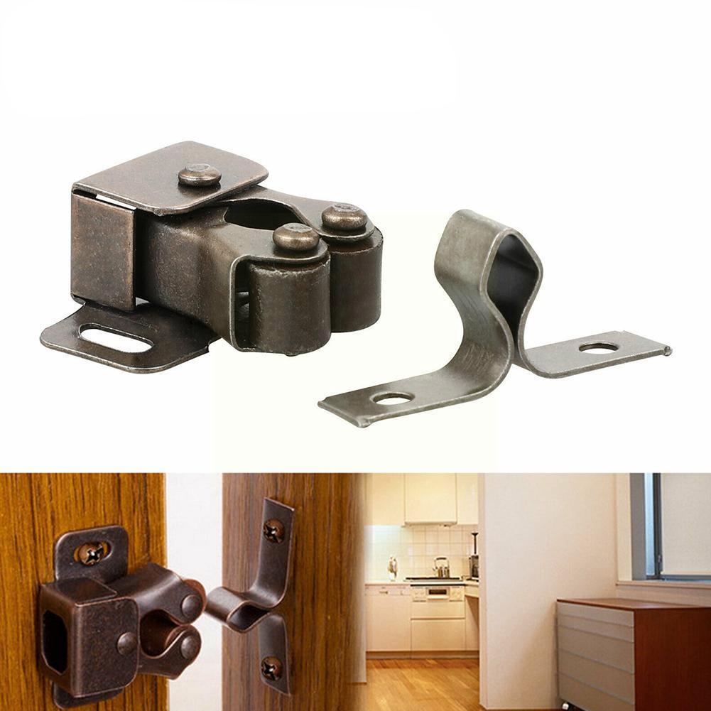 Topes de puerta de muebles, pestillo de armario de Color cobre antiguo, libre de rodillo con doble puerta, cierres estriadores y S C1W5