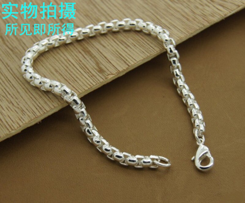 Moda feminina 925 prata esterlina 6mm charme corrente pulseiras e pulseiras 925 prata esterlina jóias presentes