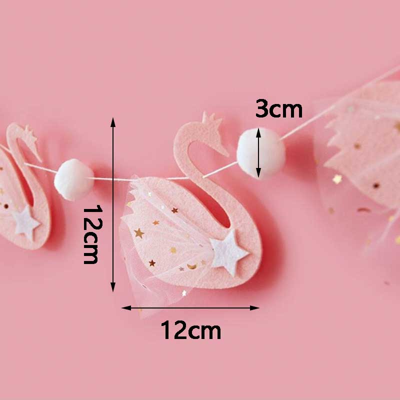 Banderole de cygne en tissu rose blanc, décorations de mariage pour la maison, guirlande, fournitures de fête d'anniversaire, bannière, décor de fête prénatale pour filles