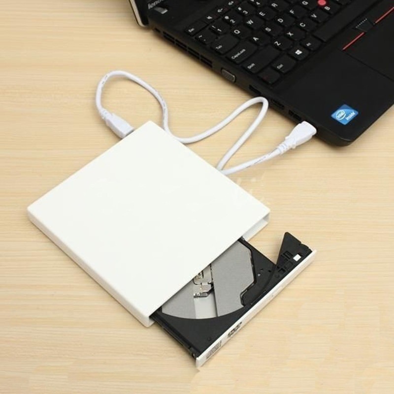 DVD externo portátil unidade óptica, USB 2.0, CD/DVD-ROM, CD/DVD-RW Player, queimador, leitor fino, gravador para Windows, Mac OS, prático: BRANCO