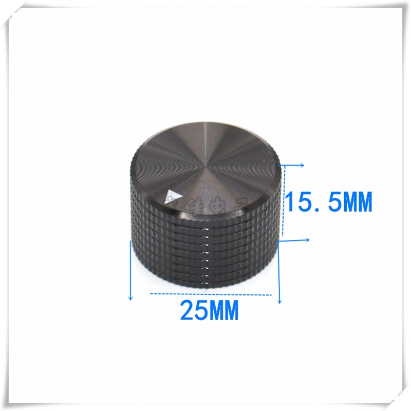 Perilla de ajuste de panel mecánico, potenciómetro de perilla de aleación de aluminio de 25 × 15,5mm, el diámetro del orificio redondo es de 6,35mm, 2 unidades