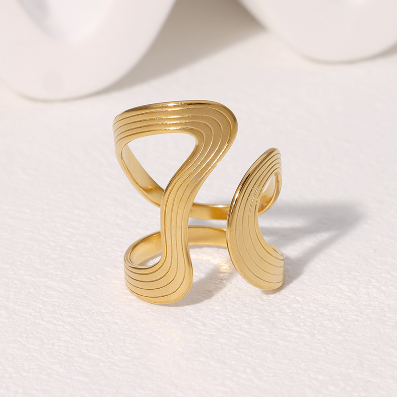 Rustfrit stål stor personlig ring stilfuld minimalistisk metal statement vandtæt smykker til kvinder: Hvid