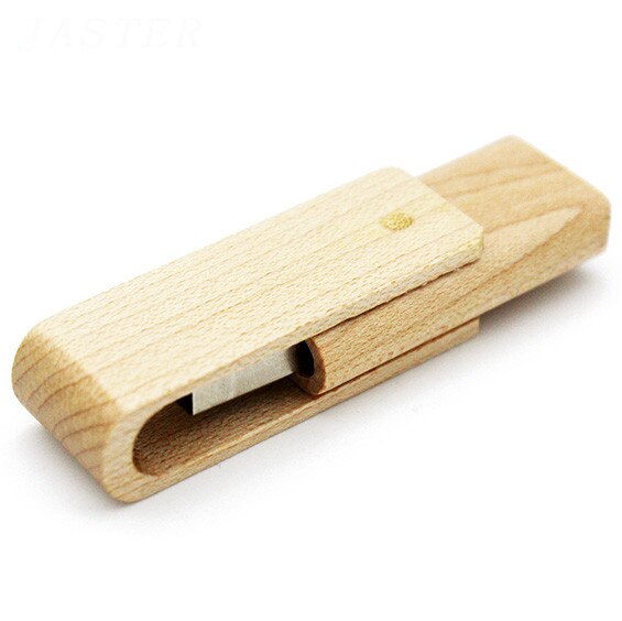Jaster USB2.0 Hout Rotatie Flash Drive Usb 4 Gb 8 Gb 16 Gb 32 Gb 64 Gb Pen Drive bruiloft Herdenkingsmunt U Disk: 4GB / maple