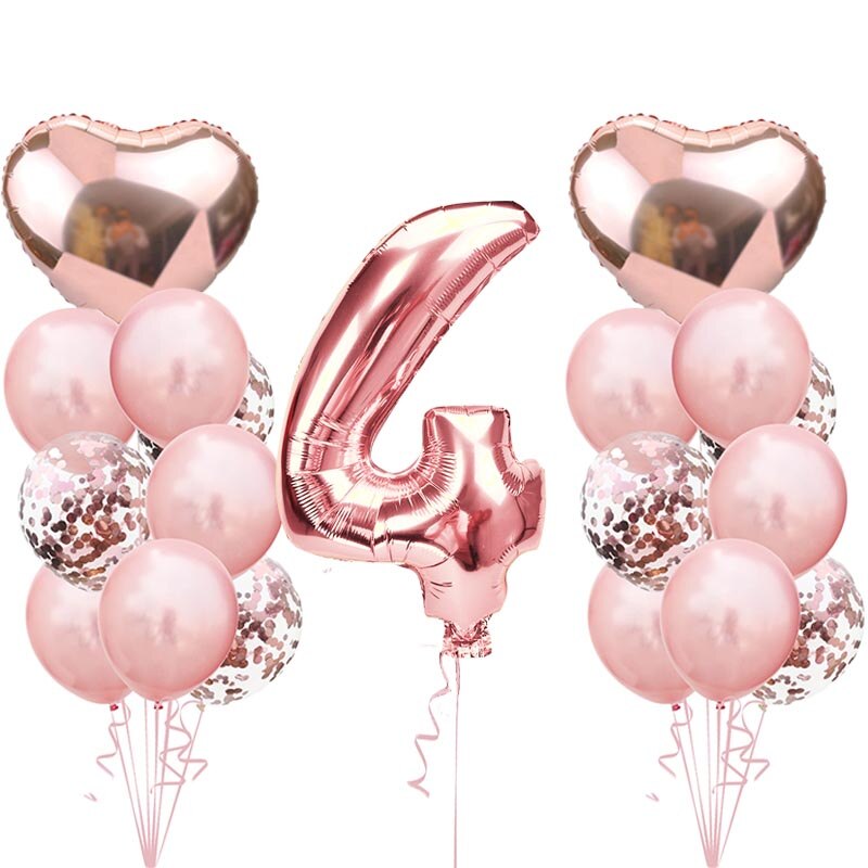 Søde 1st fødselsdag rose guld tal balloner 2 3 4 5 6 7 8 9 års fødselsdagsfest dekorationer børn konfetti ballon børns xn