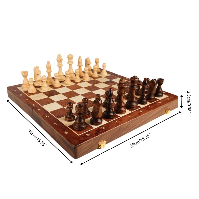 Jeu d&#39;échecs en bois massif, grand échiquier pliant en bois pour enfants, spécial pour le jeu d&#39;échecs