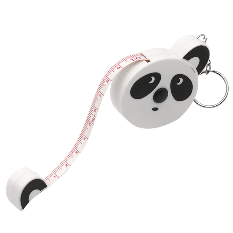 Cinta métrica de dibujos animados de 0-150cm, 0-60 pulgadas, Mini llavero portátil con forma de Animal, cinta métrica automática, Panda, Rana, cerdito, tigre
