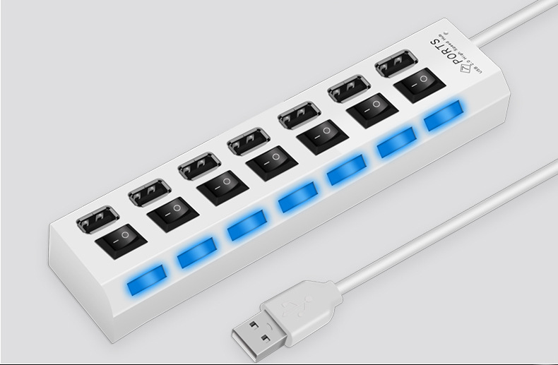 4 Of 7 Poorten Usb 2.0 Hub Lange Kabel Met Micro Usb-poort Opladen, snelle Data Transfer Usb Hub Extender Uitbreiding Connector Voor Pc